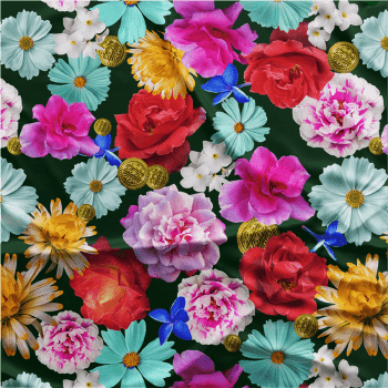 Oxford Digital | Floral Colorido Fundo verde