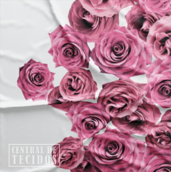 Oxford Digital | Barrado Floral Rosa Barrado nos Dois Lados
