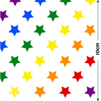 Microsuede Estampado | Estrelas Coloridas Fundo Branco