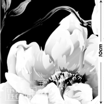 Oxford Digital | Floral Brilho Preto Branco