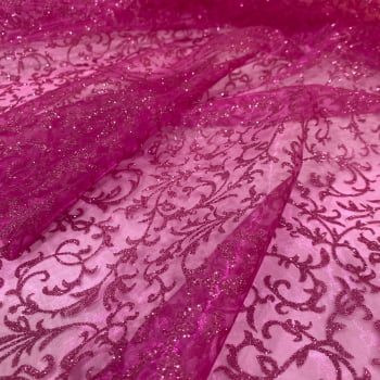 Organza glitter Arabesco | Rosa Pink