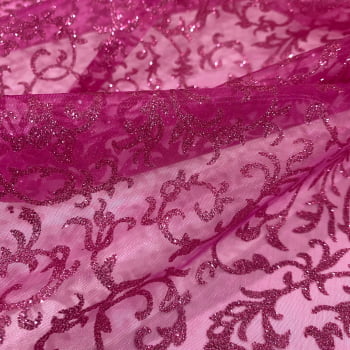 Organza glitter Arabesco | Rosa Pink