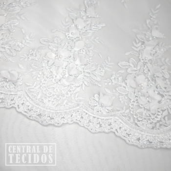 Tule Bordado Noiva 3D | Branco n°03