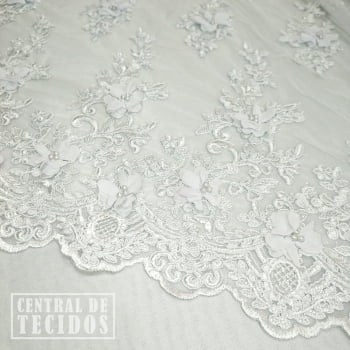 Tule Bordado Noiva 3D | Branco n°01