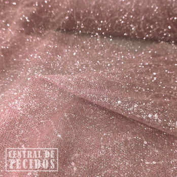 Tule Glitter Paetê | Rosa Antigo