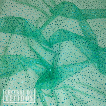 Tule Explosão Glitter  | Verde água
