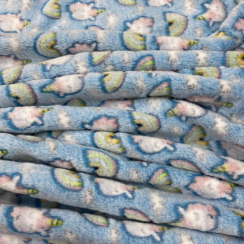 Fleece Multicolor Estampado | Unicornio Fundo azul