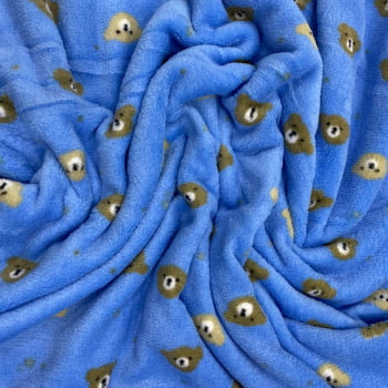 Fleece Multicolor Estampado | Ursinhos fundo azul
