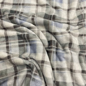 Fleece Multicolor Estampado | Xadrez Tartan Cinza e Azul Bebe