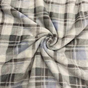 Fleece Multicolor Estampado | Xadrez Tartan Cinza e Azul Bebe
