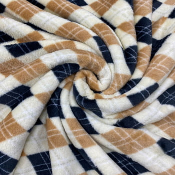 Fleece Multicolor Estampado | Xadrez Argyle Marinho e Nude