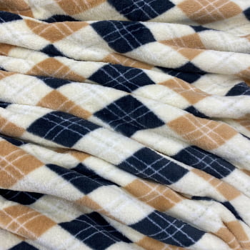 Fleece Multicolor Estampado | Xadrez Argyle Marinho e Nude