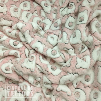 Fleece Multicolor 3D | Ursos gravata Borboleta fundo rosa