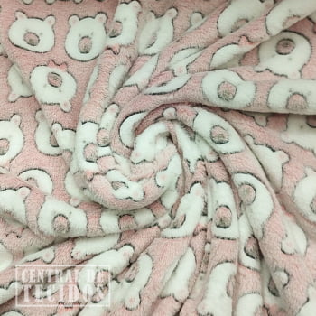 Fleece Multicolor 3D | Ursos gravata Borboleta fundo rosa