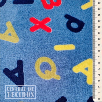 Fleece Multicolor Estampado | Alfabeto Colorido Fundo Azul