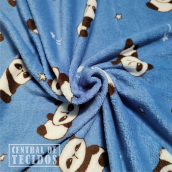 Fleece Multicolor Estampado | Panda Fundo Azul
