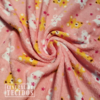 Fleece Multicolor Estampado | Ursinhos Pequenos e Estrelas 
