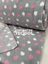 Sherpa Fancy Estampada Coração Cinza