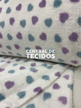 Sherpa Fancy Estampada Coração Lilás