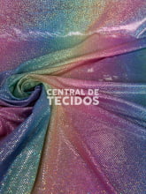 Malha Laminada Unicórnio Multicolor Foil