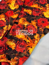 Veludo Cristal Digital Rosas de Fogo