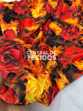 Veludo Cristal Digital Rosas de Fogo