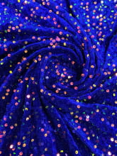 Veludo Cristal  Paetês Azul Holográfico