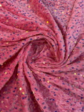 Veludo Cristal  Paetês Rosa