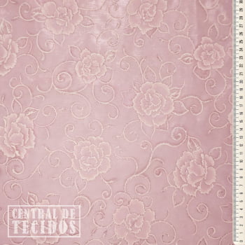 Organza glitter estampado floral | Rosa Claro