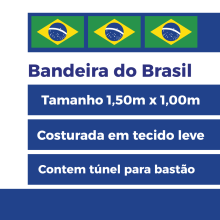 Bandeira do Brasil 150x100 costurada com túnel para bastão