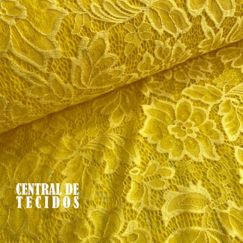 Renda com Elastano Floral | Amarela