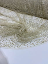 Renda Tela Lurex Bege