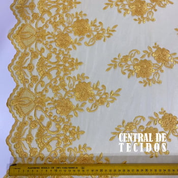 Tule Bordado Juliana | Amarelo Ouro