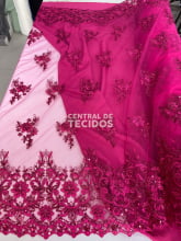 Tule Bordado Metalic Soho Rosa Pink