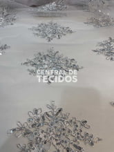 Tule Bordado Branco com Prata