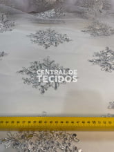 Tule Bordado Branco com Prata