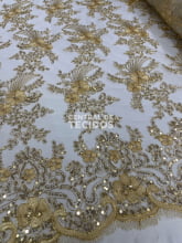 Tule Bordado Metalic Soho Branco com Dourado