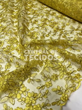 Tule Bordado Metálico GODESS 555 Amarelo Ouro