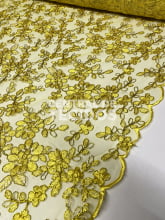 Tule Bordado Metálico GODESS 555 Amarelo Ouro