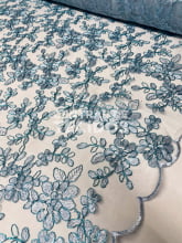 Tule Bordado Metálico GODESS 555 Azul Claro