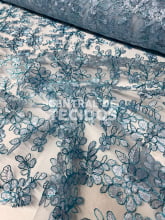 Tule Bordado Metálico GODESS 555 Azul Claro