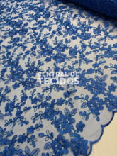 Tule Bordado Metálico GODESS 555 Azul Royal