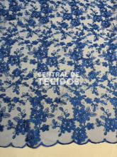 Tule Bordado Metálico GODESS 555 Azul Royal