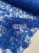 Tule Bordado Metálico GODESS 555 Azul Royal