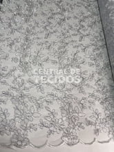 Tule Bordado Metálico GODESS 555 Branco 