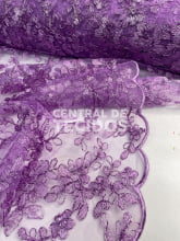 Tule Bordado Metálico GODESS 555 Lavanda