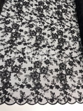 Tule Bordado Metálico GODESS 555 Preto