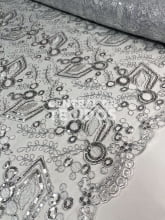 Tule Bordado Metálico GODESS 557 Branco