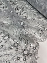 Tule Bordado Metálico GODESS 557 Branco