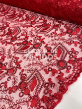 Tule Bordado Metálico GODESS 557 Vermelho
